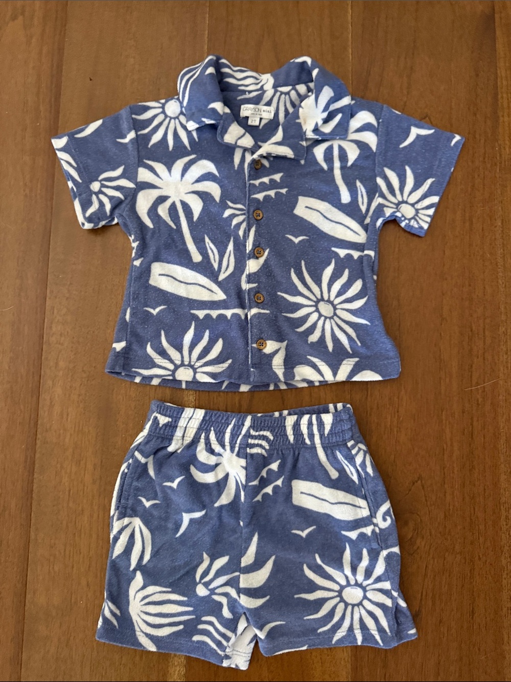 BOGO 🟢 Terry cloth 2T beach print set